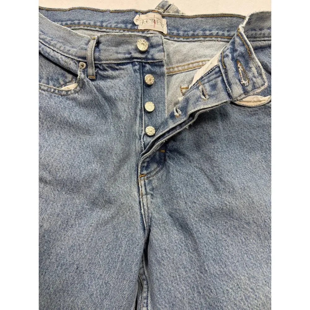Vintage J.Crew Jeans Mens 33x28 Light‎ Wash Button Fly Straight Leg USA Style